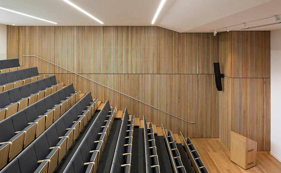Timber acoustic panels and suspended timber ceilings