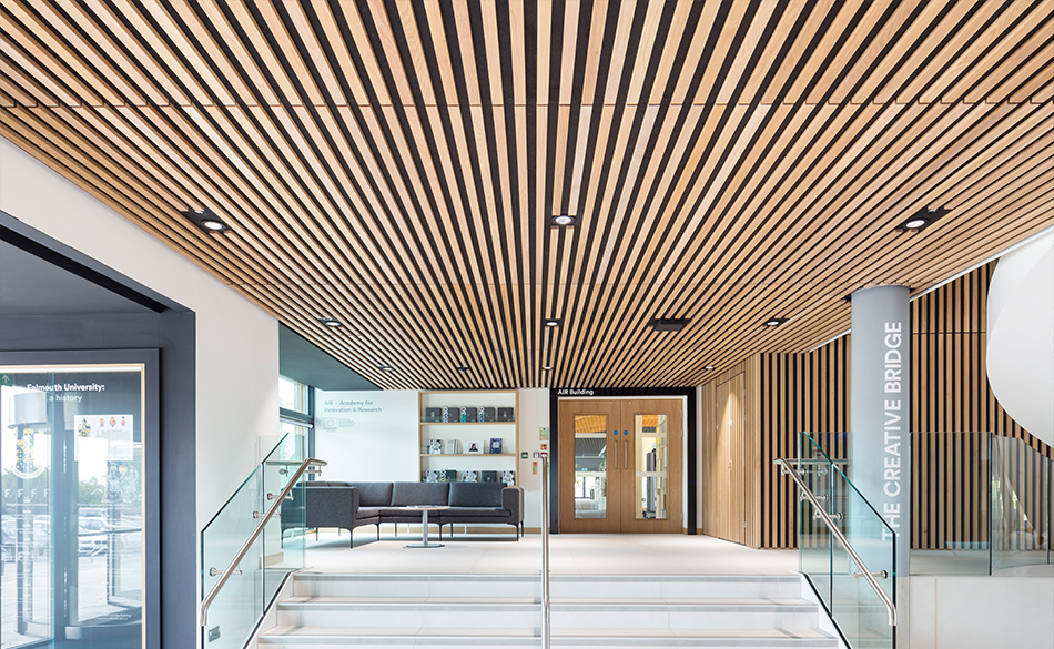 suspended timber acoustic ceiling
